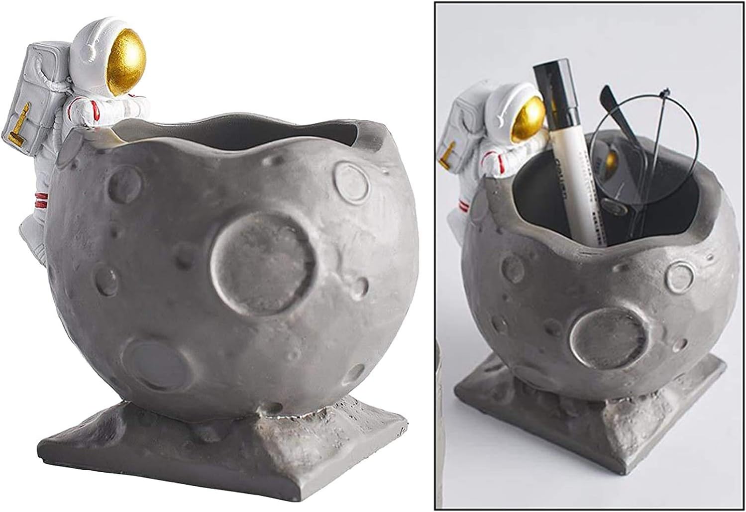 Astronaut Pencil Holder Astronaut Figurine Spaceman Sculpture Spaceman Desktop Decoration for Home Office Supplies Organizer - Bowl