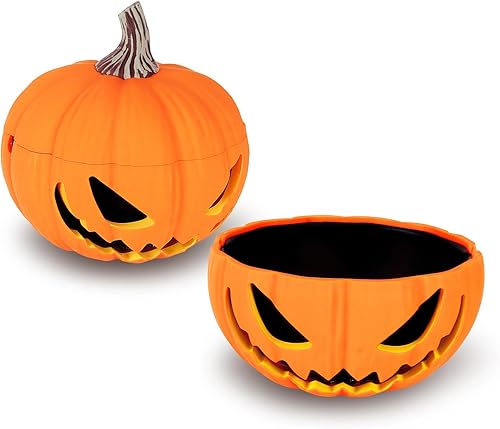 YUSUD Decoraciones de calabaza, cuenco de calabaza, tarro de calabaza con tapa, decoración de calabaza de Halloween para exterior interior, cubo de