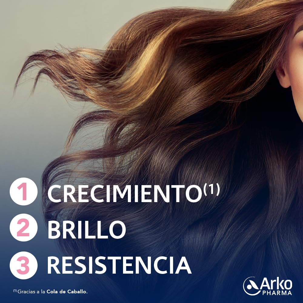 Arkopharma Forcapil Crecimiento, Pack Tratamiento de 3 meses, Sabor Frutos Rojos, Fuerza, Vitalidad y Brillo, Alta Concentración en Biotina, Vitamina B y C, Rojo, 60 Unidad (Paquete de 1)