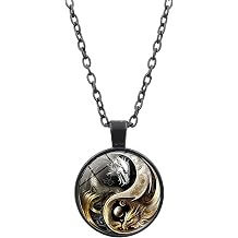 S925 Silver Yin Yang Necklace - Tai Chi Pendant Jewelry with Black Steel Chain, Feng Shui Symbol Necklace for Men & Women, Balance & Spiritual Gift