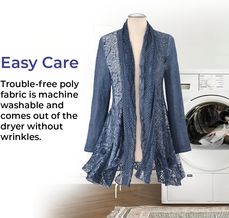 Shades of Blue Jacket, Women’s Boho Lightweight Coat, Open Front Cardigan with Long Sleeves, Dressy or Casual Fashion