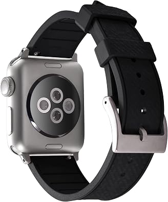 FKM Rubber Watch Bands for Apple Watch - Compatible with 38/40/41/42/44/45/46/49mm Strap - Sport Replacement Wristbands for iWatch Series 9/8/7/6/5/4/3/2/1 Ultra SE Men Women