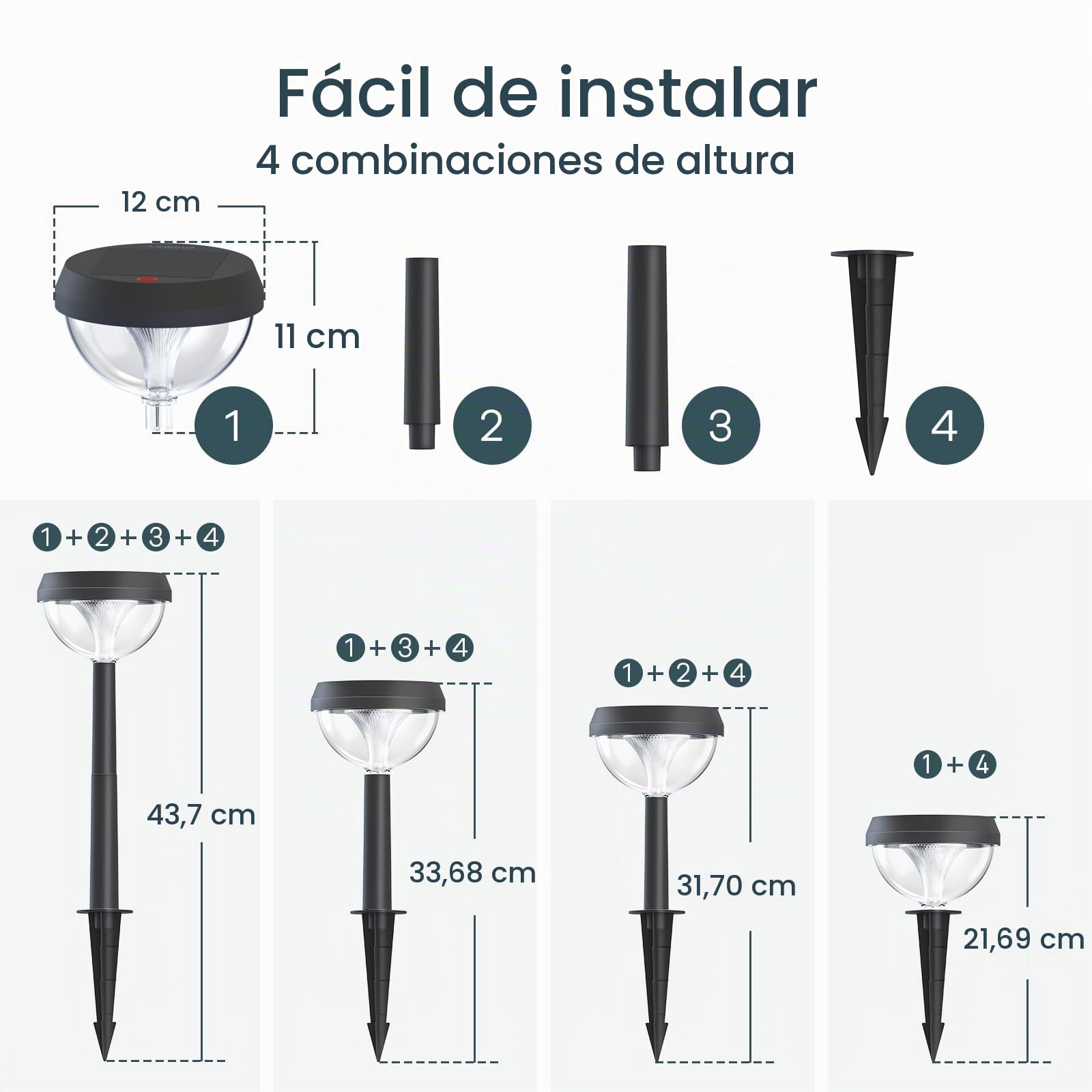 Linkind Luces Solares Exterior Jardin, Baliza Solar con 200lm Luz Calido, 3 Dibujos Cambiable, Altura Ajustable, Lámpara Solar Impermeable IP54 para Iluminar Camino, Césped, Balcón,8 Piezas