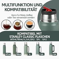 SYGG Yerba Mate Termosz Fedél - 2 Literes, Szivárgásmentes, Kettős Kiöntési Mód, Könnyen Tisztítható, Sokoldalú Használat, Stanley Kompatibi 4