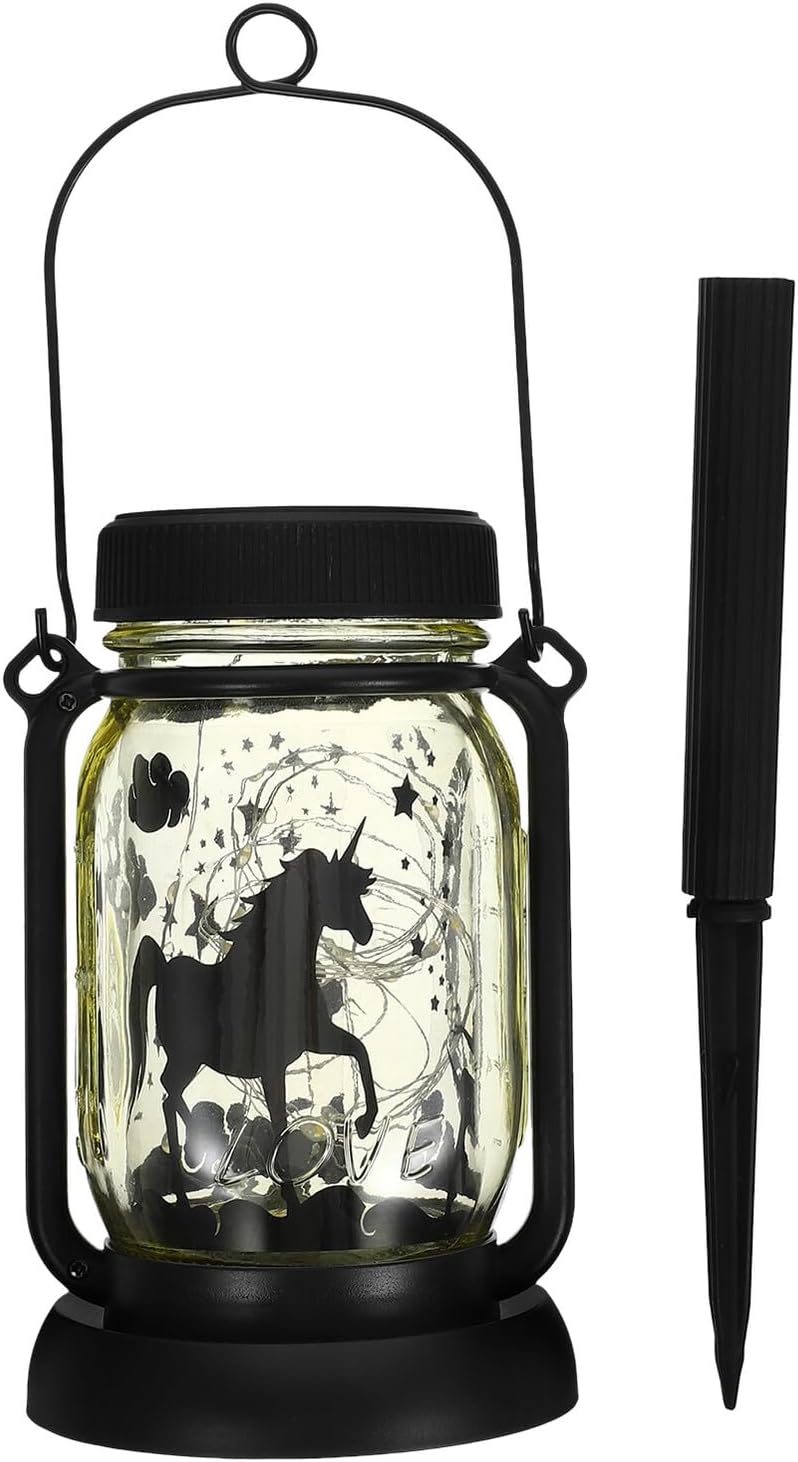 2pcs Solar Powered Outdoor Jar Lanterns Vintage Hanging Glass Solar Lamps for Garden Patio Decoration