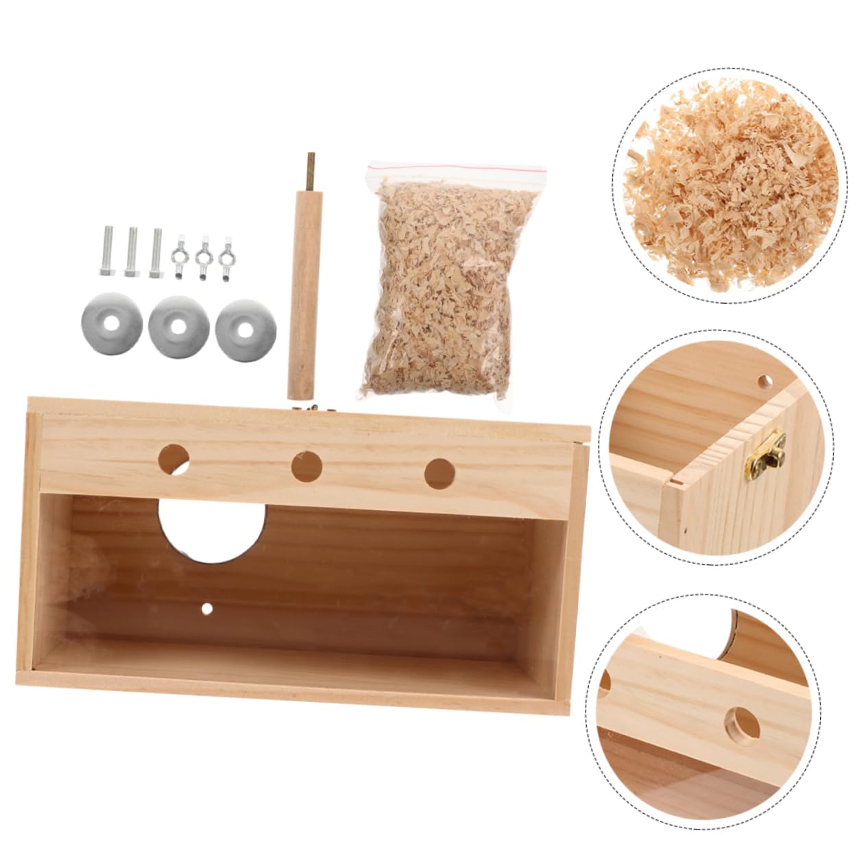 Housoutil Casetta per Uccelli in Legno, Scatola per Allevamento, Beige | Parrocchetti e Cocorite, Design Pratico Rifugio Caldo, Facile da Pulire per Uso Esterno