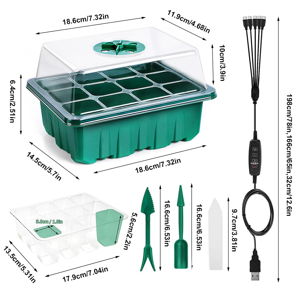Mini Serra Con Luce Per Germinazione - 5 Vassoi Semina Con Timer, Coperchio Trasparente - Foto 4
