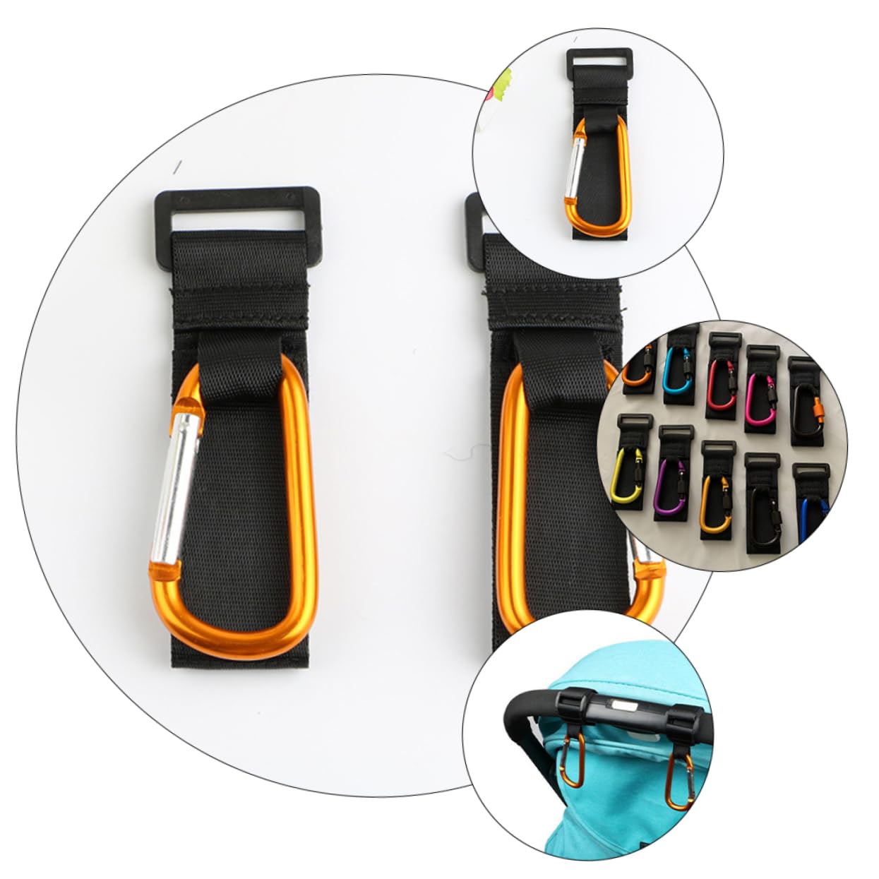Milisten Non-Slip Baby Stroller Hooks Carabiner Hook Stroller Organizer Clips Set