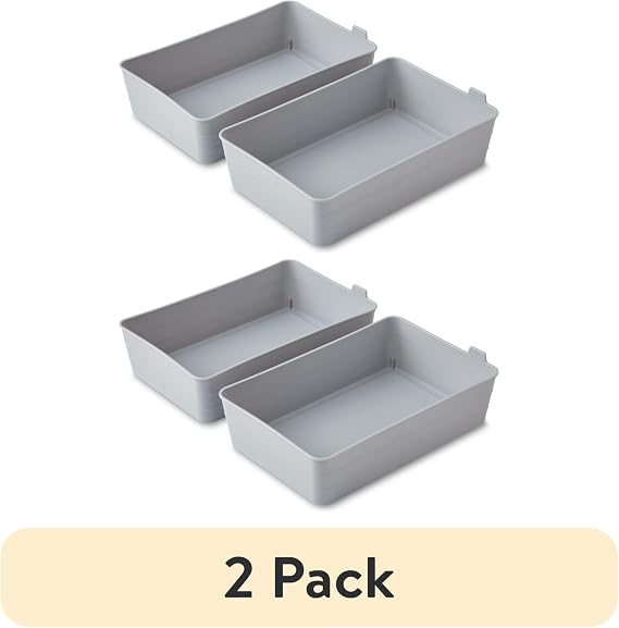 (2 pack) Flexible Drawer Storage Organizers, Gray, 2 Pack