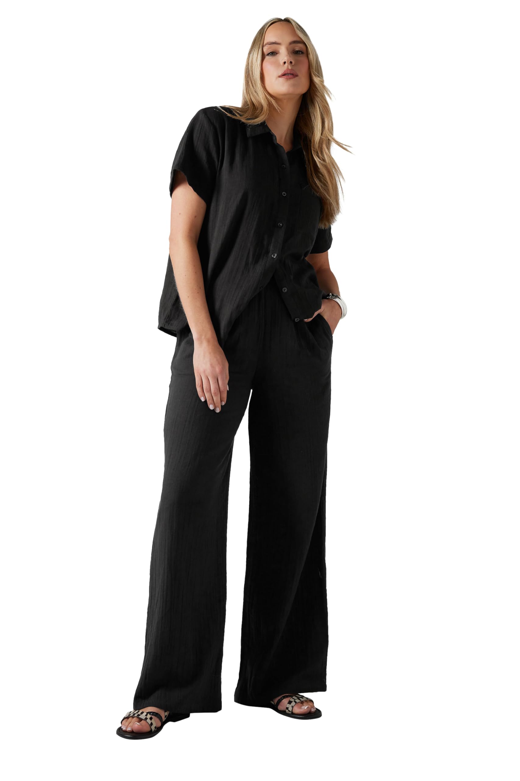 Long Tall Sally - Lts Tall Cotton Cheesecloth Short Sleeve Shirt - Women's