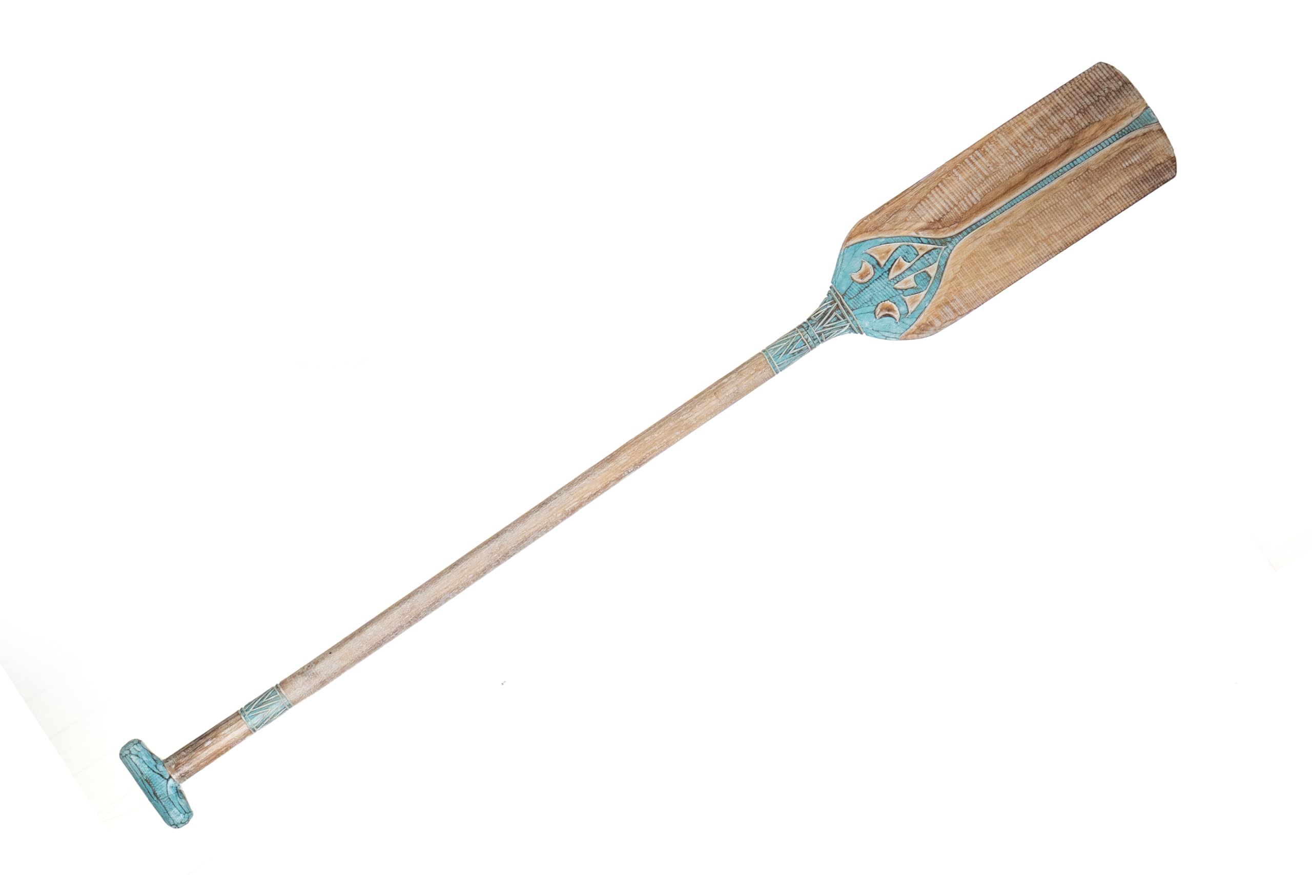 Pala barca en bois naturel et turquoise de haute manufacture