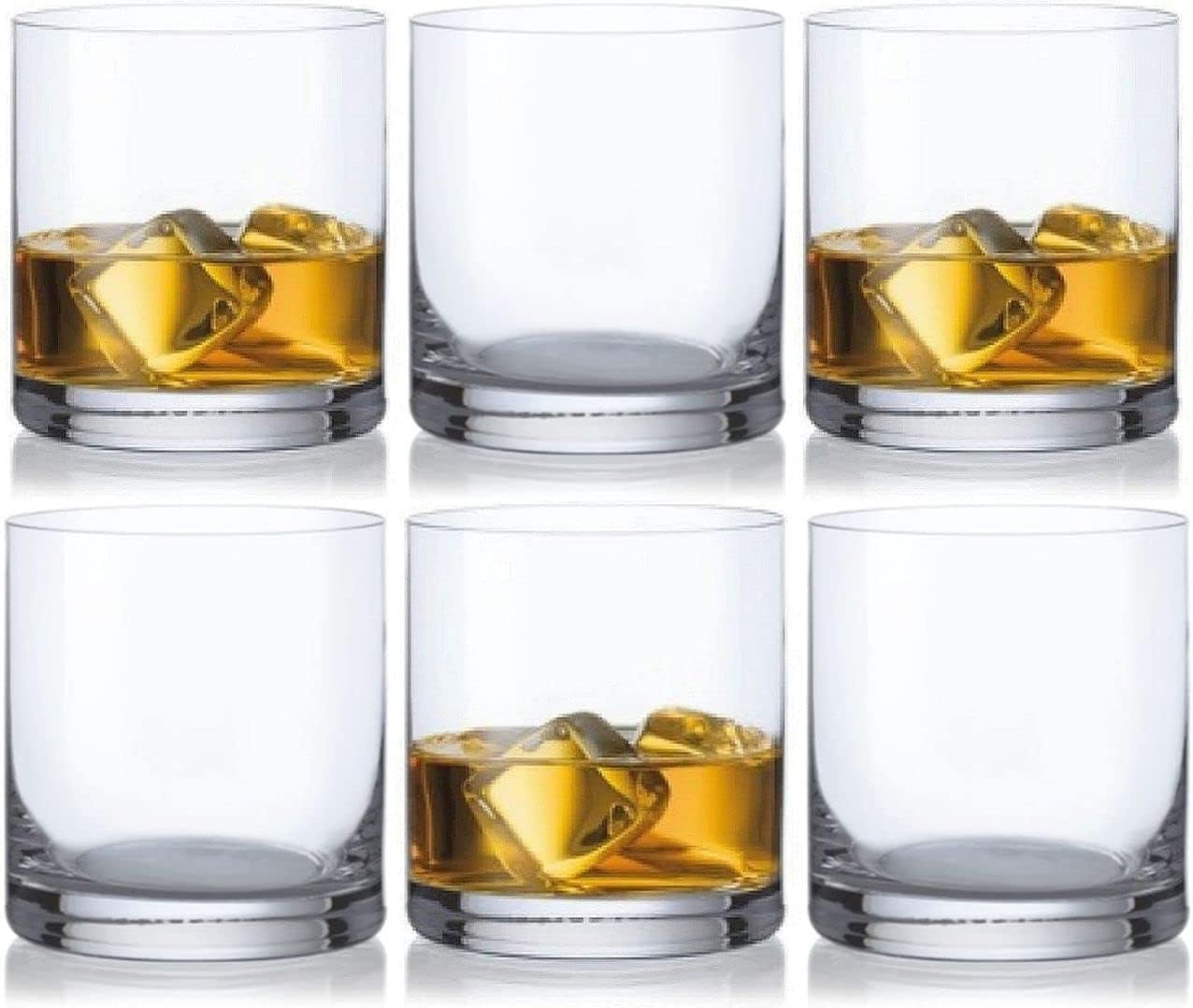 Crystalex 13.5oz (400ml) Whiskey Tumblers DOF Glasses BLUES. Lead-Free Crystal. Set of 6.