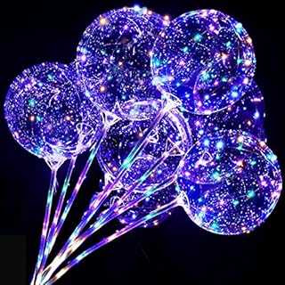 10 Pack Reusable LED Balloons, Clear Light Up Balloons with Sticks + Air Pump, Helium Balloons Glow in the Dark Balloons, Colorful Party Balloon Sets for Party, Birthday, Wedding, Decoration