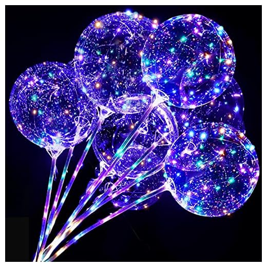 10 Pack Wiederverwendbare LED Luftballon mit Stäbe, Bunt Led Ballons Helium Leuchtende Luftballons, BoBo Ballons für Hochzeit Party Geburtstage Deko