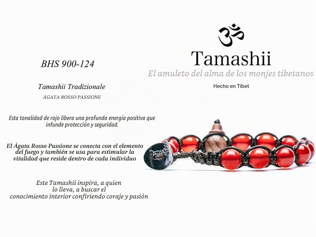 Tamashii - Pulsera tibetana de ágata de color rojo pasión BHS900-124 MainApps