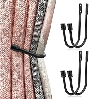 Lam-lord Curtain Tieback Hooks, Heavy-Duty Black Metal Drapery Tieback Hooks Wall Mounted Drape Holder for Voiles Curtain Holdback (size:2 Pairs)