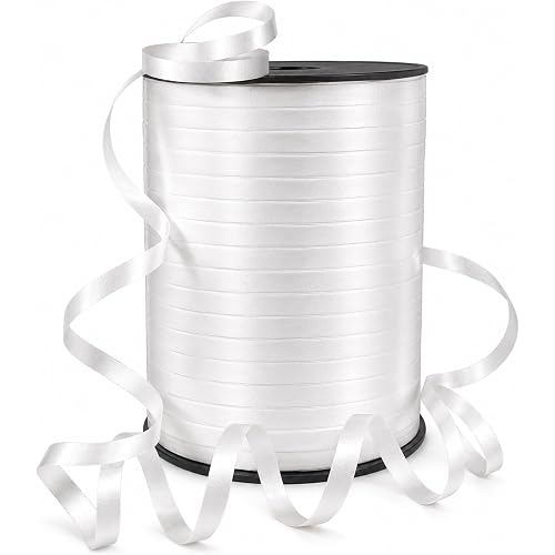 GIFTEXPRESS 500 Yards White Curling Ribbon – Waterproof Balloon Ribbon for Gift Wrapping, Party Decor, Florals & DIY Crafts, White Balloon Strings
