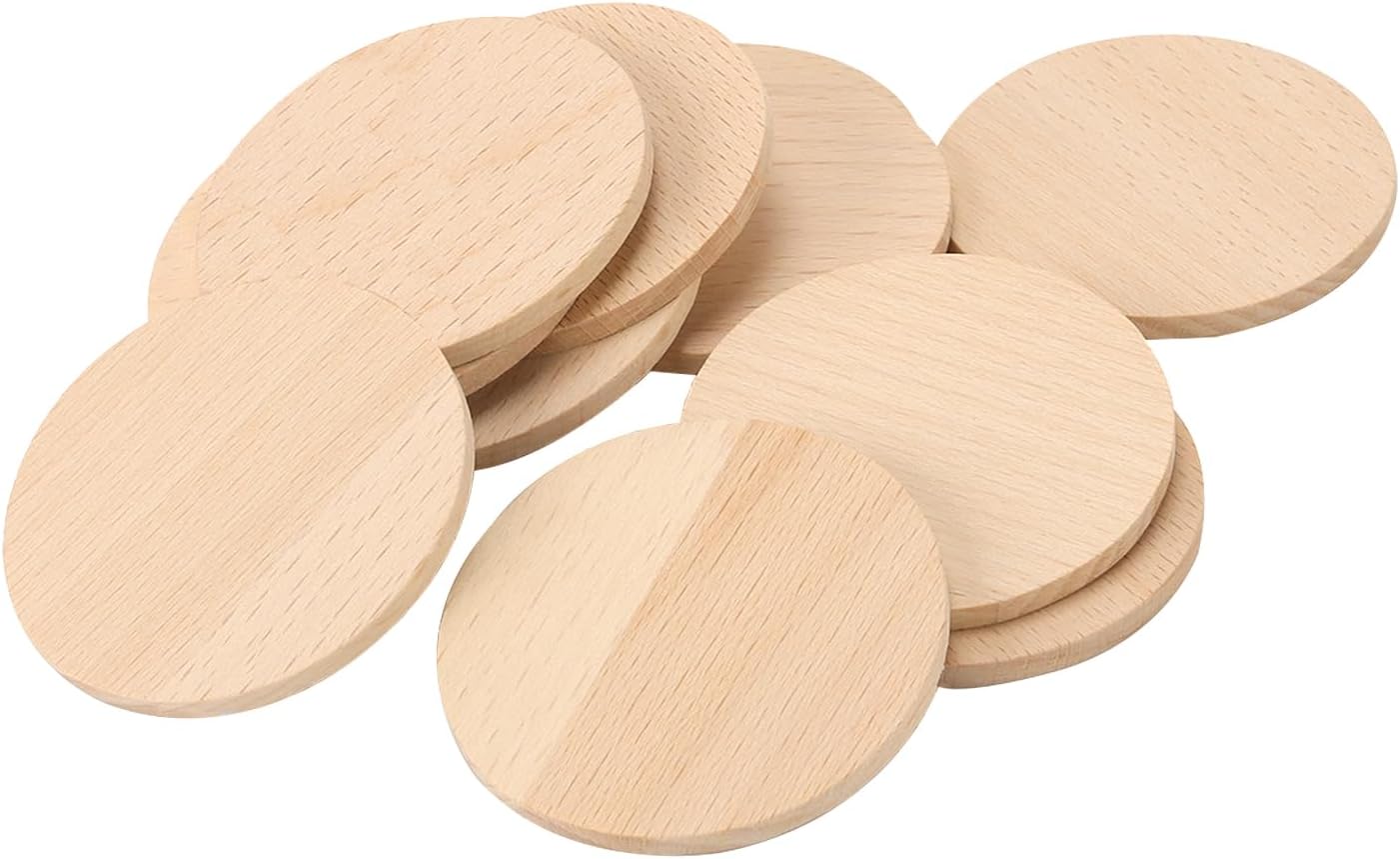 200 Pack Wood Coin, 2 Inch Round Wooden Circles, 1/8 inch Thick Unfinished Craft Supplies for DIY Projects, Engraving, Painting