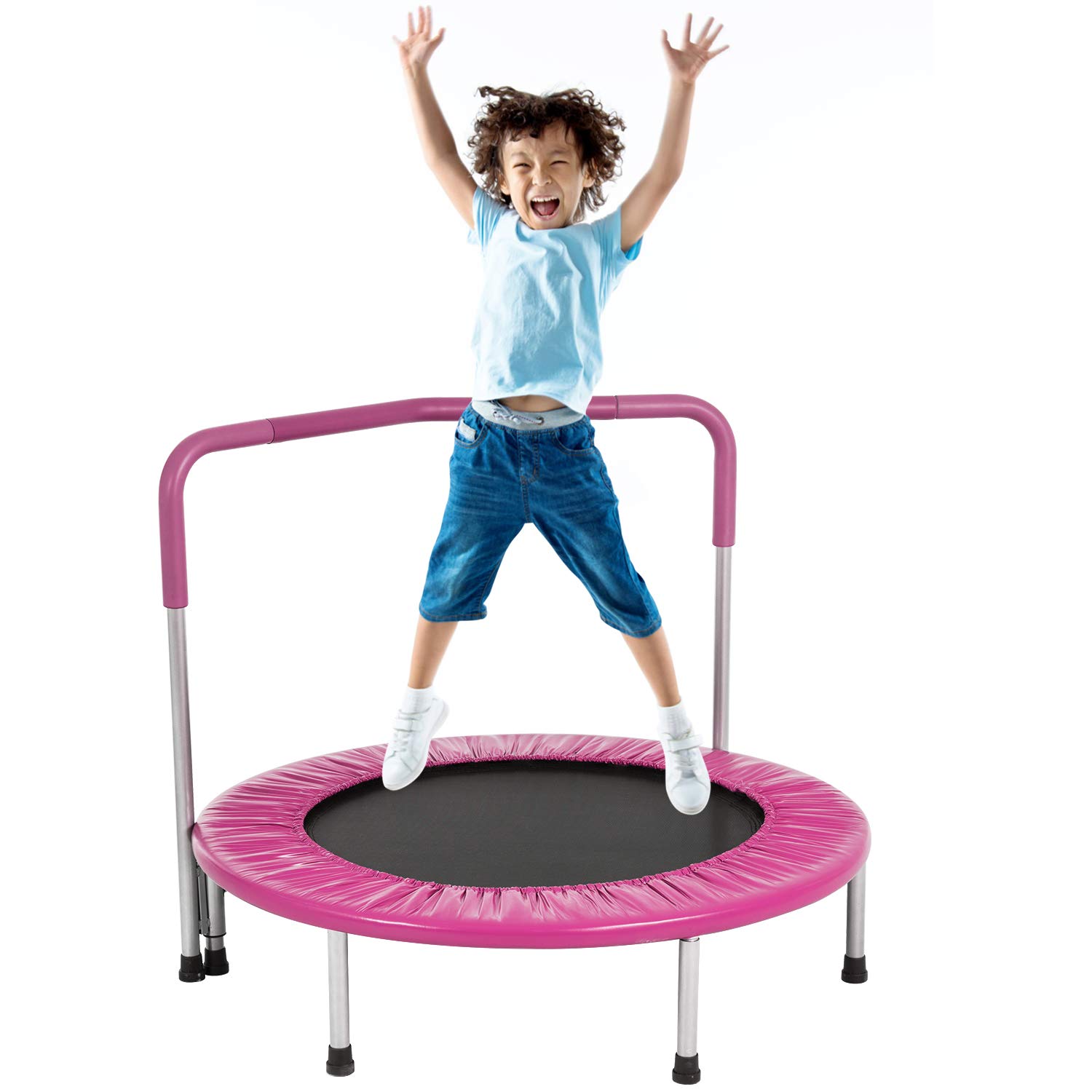 Mini Trampoline for Kids, 36inchs Kids Trampoline with Handle Safty Padded Cover Toddler Rebounder Fitness Trampoline Suitable for Indoor and Outdoor