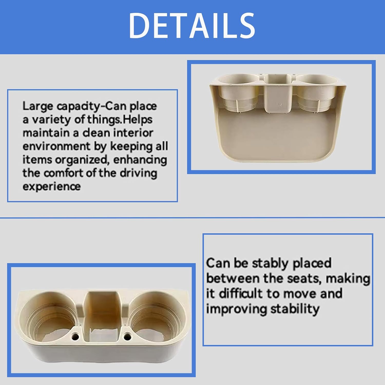 Car Cup Holder Cup Holder for Car Seat Cup Holder for Car Multifunctional Portable Console Side Pocket Car Seat Gap Filler Organizer Vehicle Seat Cup Cell Phone Drink Holder Storage Box (Beige)