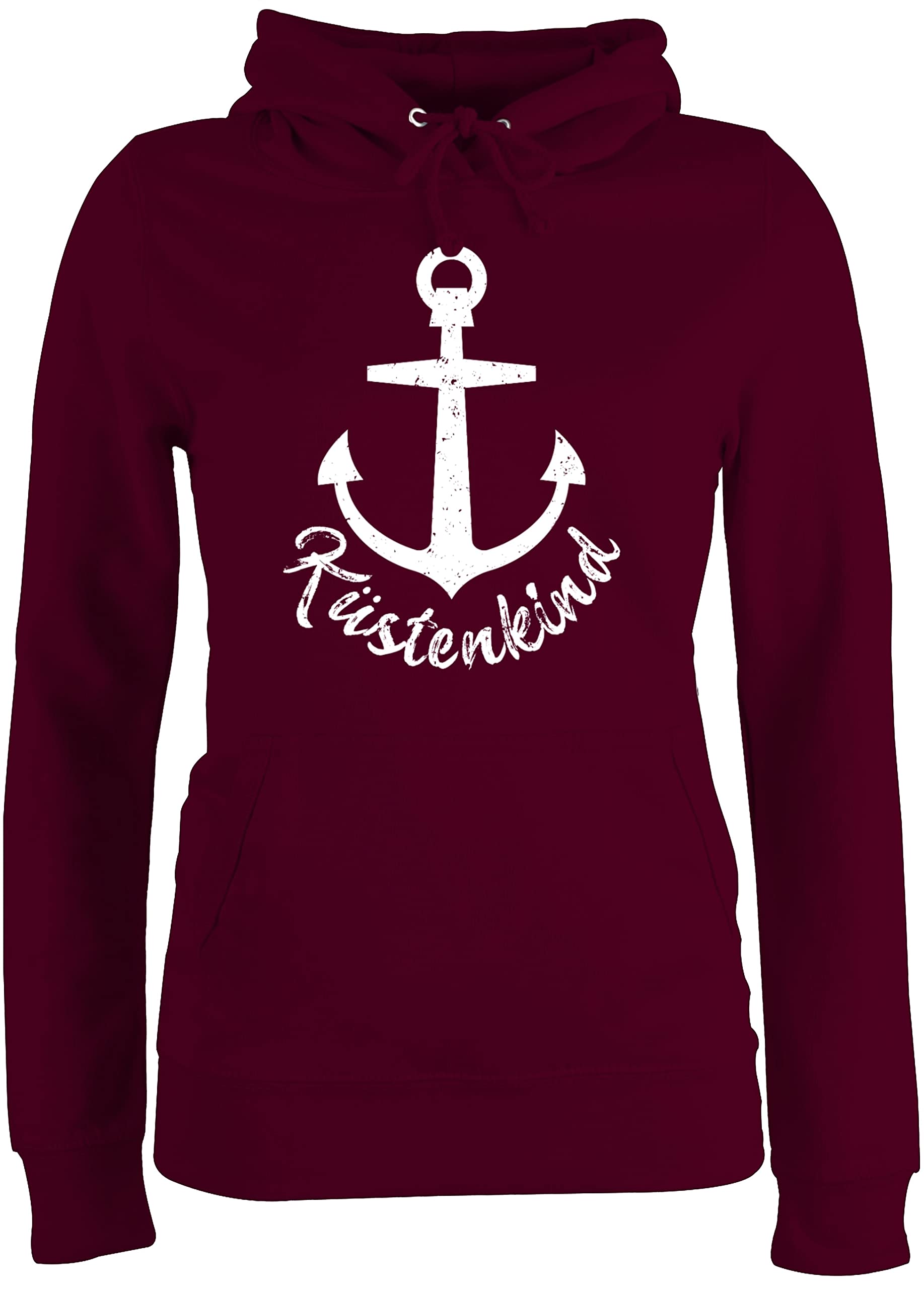 Shirtracer - Pullover Damen Hoodie Frauen - Sprüche Statement - Küstenkind mit Anker - weiß