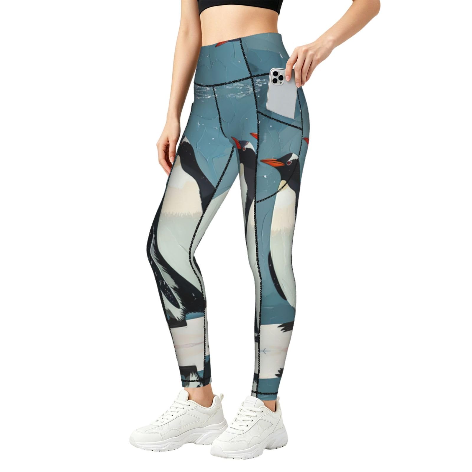 Leggings con estampado de pingüino para mujer conjuntos de entrenamiento 8