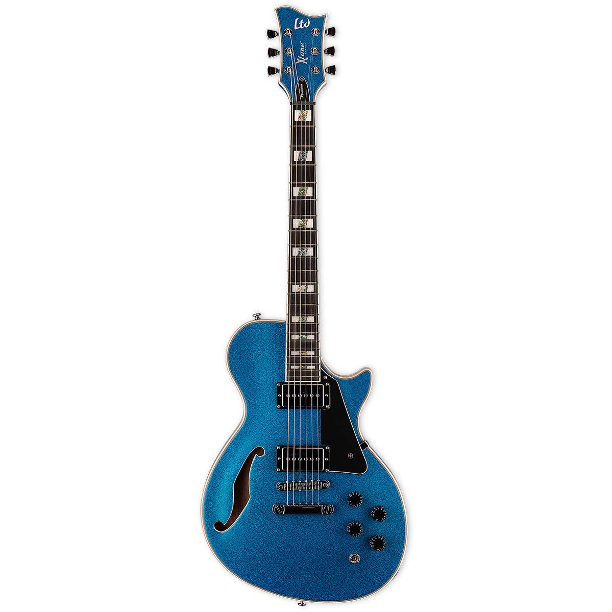 ESP 6 String LTD Xtone PS-1000 Semi-Hollow Guitar, Blue Sparkle, Right, (XPS1000BLUSP)