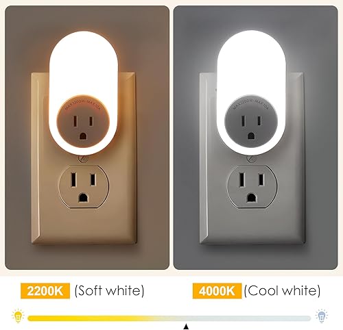 Miniatura 4 de Dawnrise Luces nocturnas que se enchufan a la pared, luz nocturna con sensor de atardecer a amanecer con toma de corriente, CCT 2200K o 4000K,