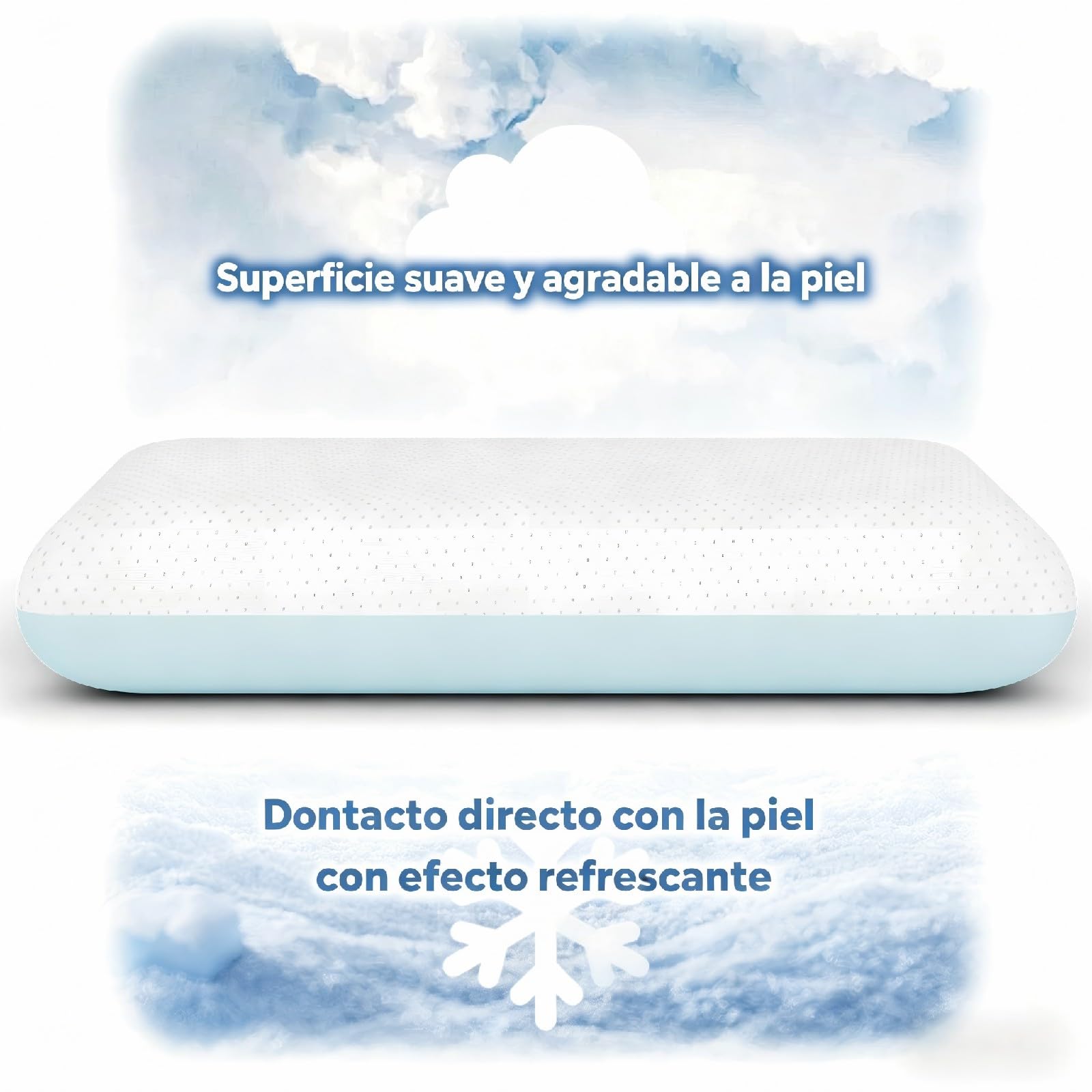 ROYGBIV Almohada cervical ortopédica de espuma viscoelástica 60 x 38 x 11 cm – Reposacuello ergonómico contra tensiones – Funda extraíble lavable envasada al vacío