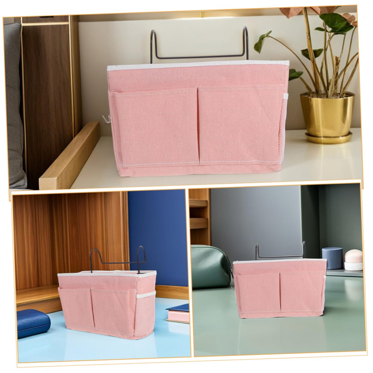 DOITOOL 2 Stück Hängende Aufbewahrungstasche aus Robustem Stoff mit Mehreren Taschen für Bett Bücher Magazin Organizer für Studentenwohnheim Hochbett und Schlafsaal Platzsparend