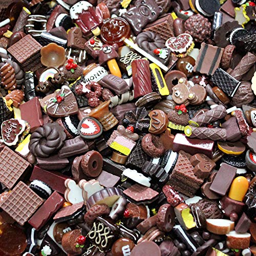 Image of Ulalaza 100pcs Slime Charms Mixed Set Resin Flatback Making Supplies for DIY Craft Making and Ornament Scrapbooking Beads Assorted Candy Fruit Cake Ornament