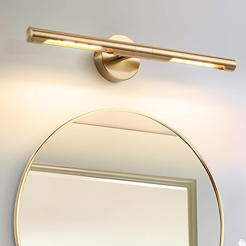 Miniatura 2 de Munbea Moderno aplique de pared dorado, accesorio de iluminación de baño de 24 pulgadas sobre espejo, luz giratoria de latón de 360 .