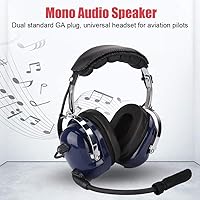 Vista 2 de EBTOOLS Auriculares de aviación con reducción de ruido, auriculares piloto general de doble enchufe con entrada de música MP3 de 0.138 in