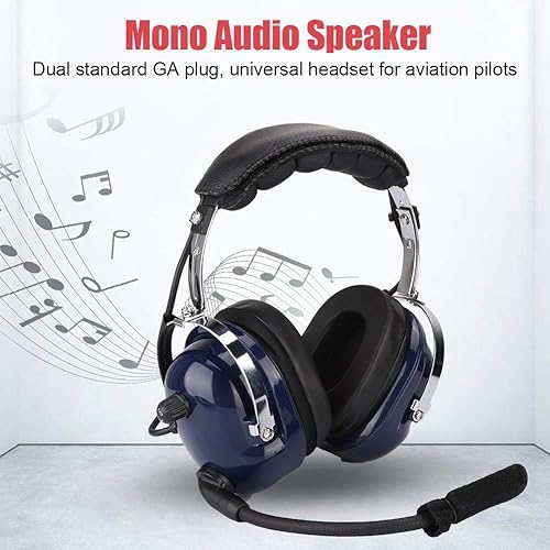 Miniatura 2 de EBTOOLS Auriculares de aviación con reducción de ruido, auriculares piloto general de doble enchufe con entrada de música MP3 de 0.138 in