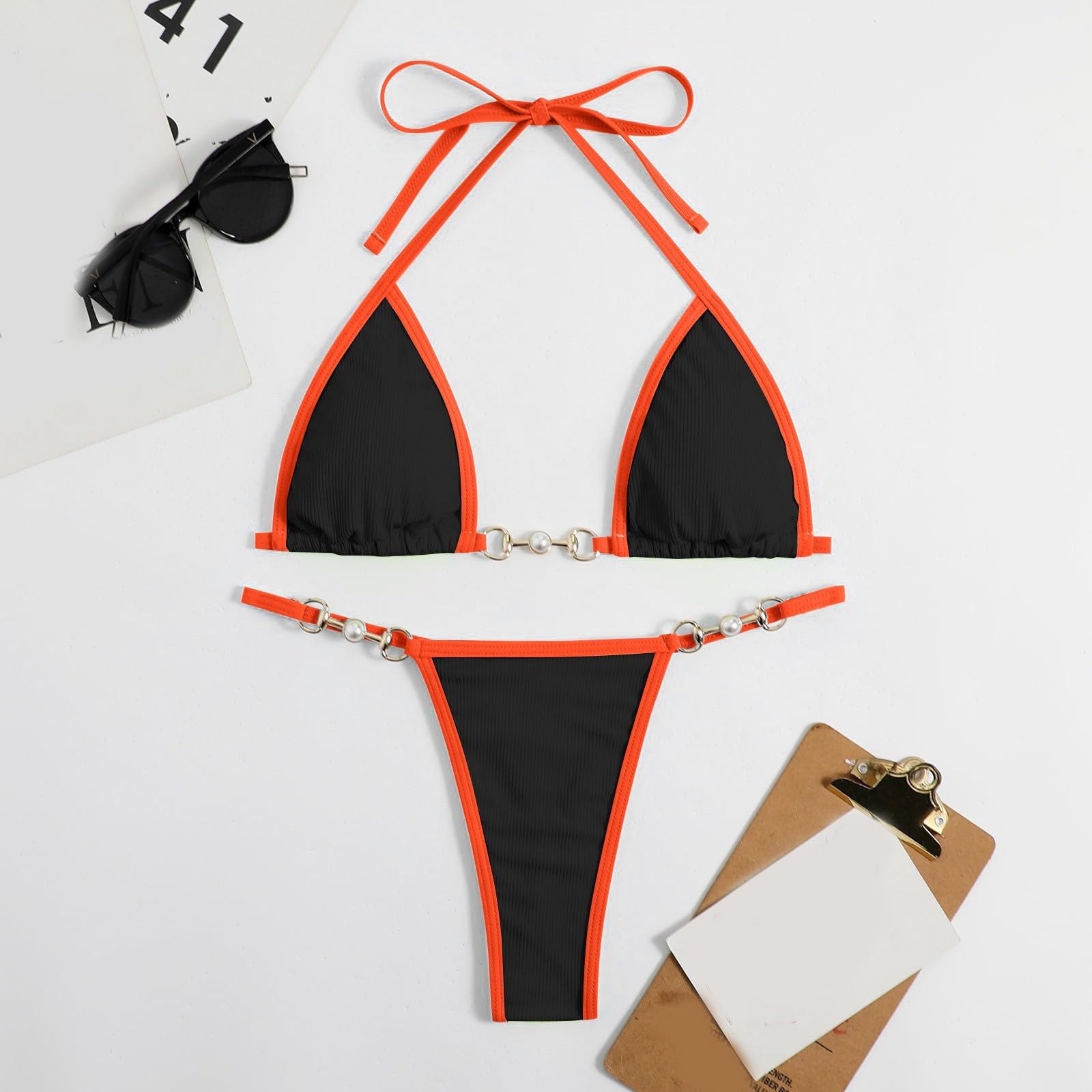 Generisch Conjunto de bikini para mujer, traje de baño de dos piezas, bikini de corte alto con bragas tankini para la playa