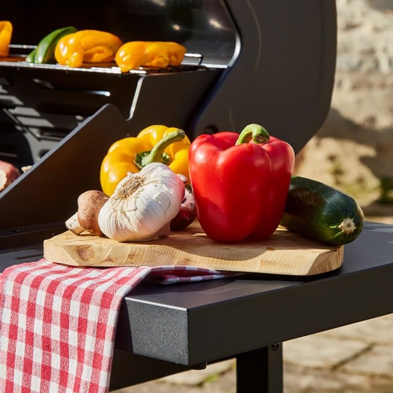 BRASERO BY FAVEX – Barbecue gaz Spring II 4 brûleurs – Surface mixte grille & plancha fonte – 12,6 kW – EASY CLEAN – Tablettes rabattables - Jusqu'à 12 convives - Noir
