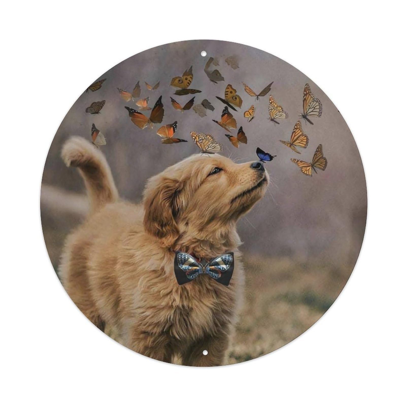 Golden Retriever Butterfly Companion Poster Metal Tin Sign