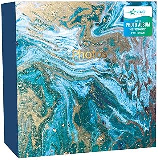 Star Online Large Ringbinder Photo Album 500 Photos Memories Holds 6x4 Photos - Beautiful Marble Sea Effect Design