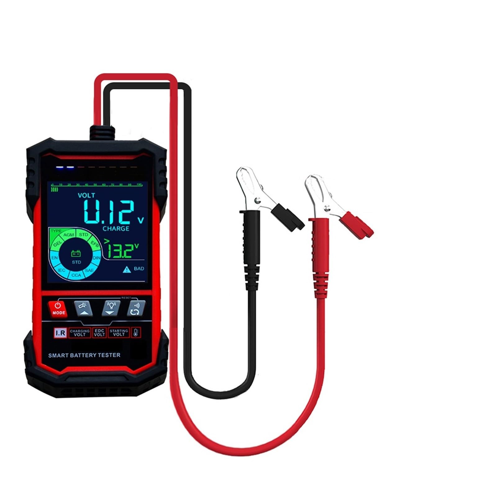 Smart Auto Battery Tester 12V/24V Riconoscimento Automatico Test della Batteria Avvia Test Test di Carico Rilevatore di Batterie for Autoveicoli (Color : ET2201)