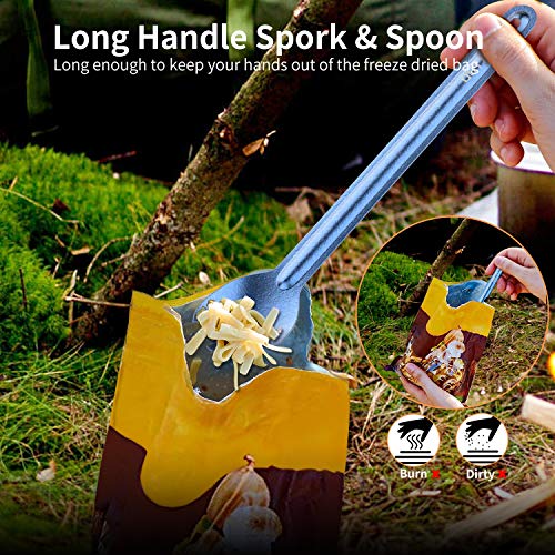 Image of OUTXE Ultralight Titanium Long Handle Fork and Spoon Set