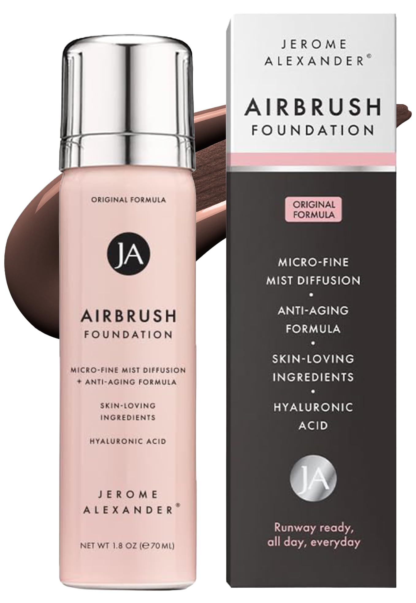 Jerome Alexander MagicMinerals AirBrush Foundation, Spray Makeup with Skincare Active Ingredients, Ultra-Light, Buildable, Full Coverage Formula (Dark