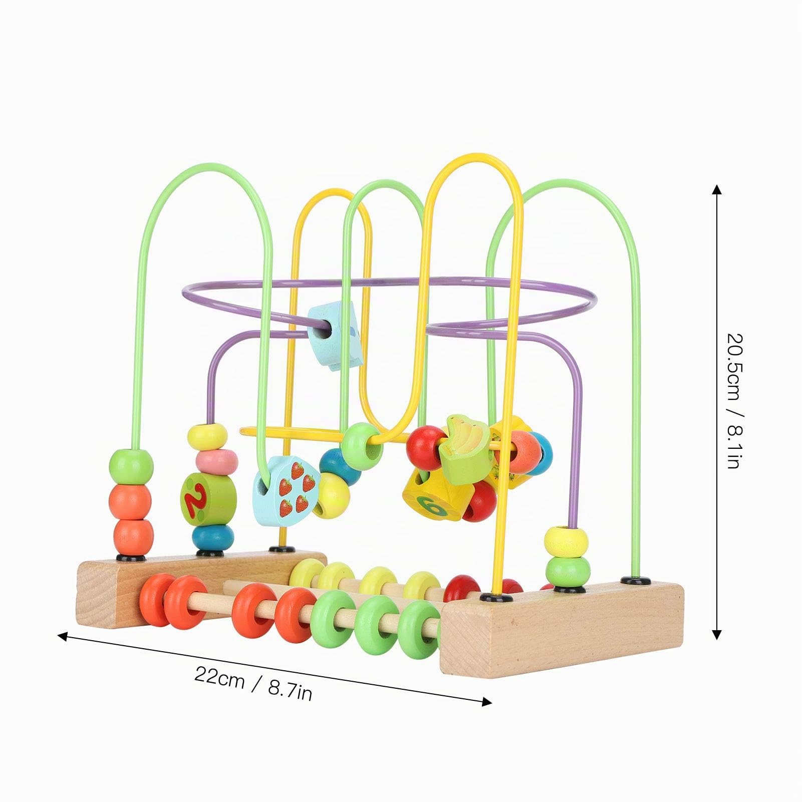 Juguete Educativo de Laberinto de Cuentas de Madera con Patrón Colorido de Transferencia de Calor para Juegos de Interior para Niños Pequeños, Material Ecológico para Aprendizaje y