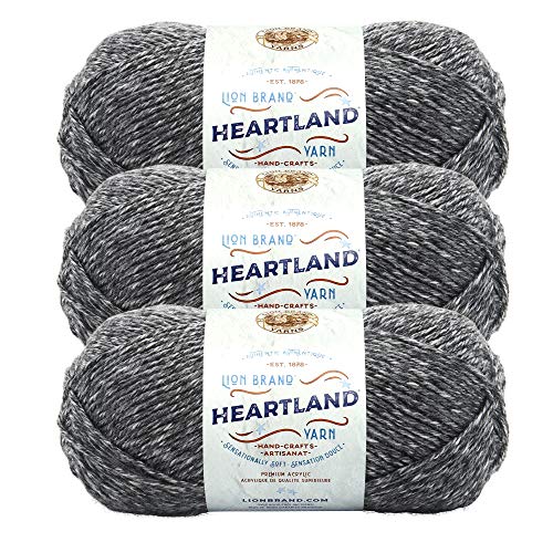 Image of Lion Brand Yarn Heartland Yarn, Worsted-Weight Yarn for Knitting, Crocheting, and Crafting, 3 Pack, Great Smoky Mountains