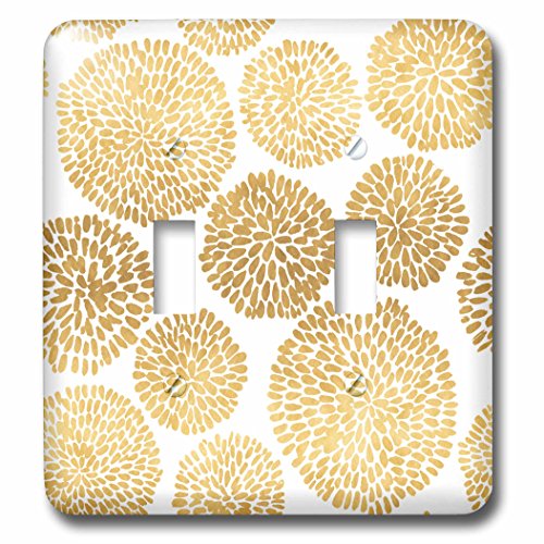 Interrupteur à bascule double motif fleurs dorées et blanches pour mur - 2