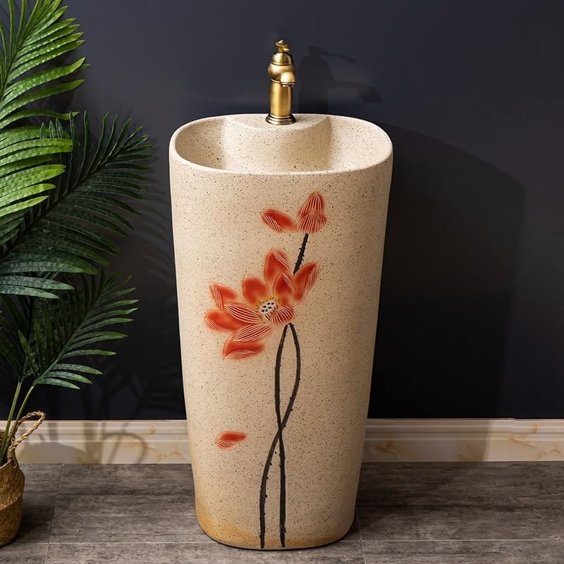 Pedestal Sinks Sink Wash Basin Ceramic Home Balcony Hotel Garden Bathroom (A)
