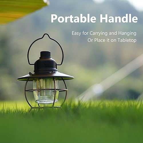 Miniatura 3 de Linterna LED para camping, portátil, 3 modos de luz, carga USB, atenuación continua, linterna vintage LED para senderismo, camping, emergencia