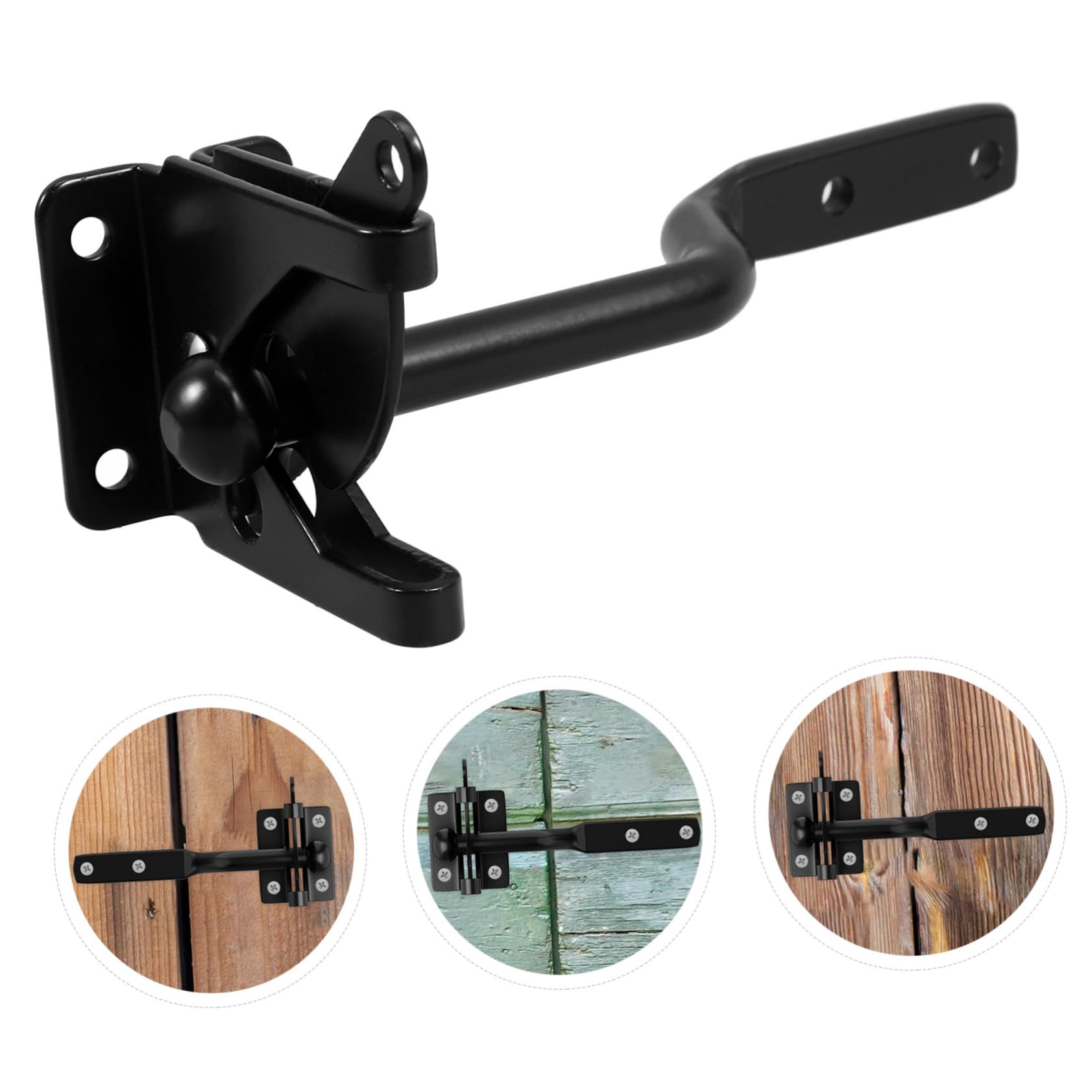iplusmile Loquet de Portail et Stabilité Renforcée Mécanisme de Verrouillage Fiable en Fer Noir pour Portillon Bois pour Clôtures Extérieures et Fermes