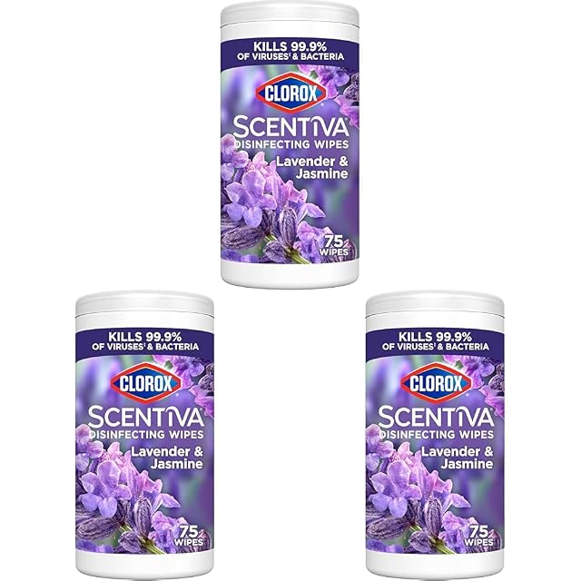 Clorox Scentiva Disinfecting Wipes Lavender and Jasmine Pack of 3