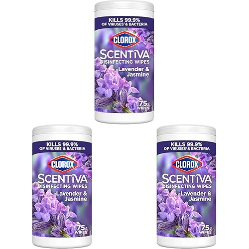 Clorox Scentiva Disinfecting Wipes, Lavender and Jasmine (Pack of 3) - White - 75 Count (Pack of 3)