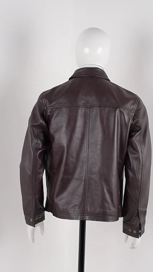 Men's New Black/Brown Lambskin Leather Classic Open Bottom Jacket
